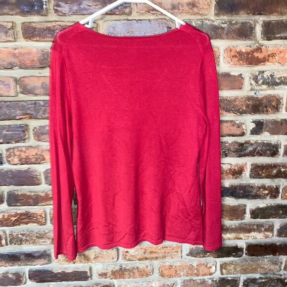 Talbots Red Knit V-Neck Pullover Sweater Women's Size PL Petite Large - Picture 6 of 6